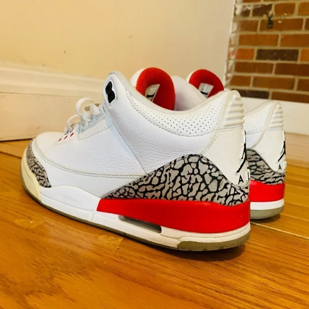 Nike Air Jordan 3 Retro Hall of Fame 2018 Size 11 136064-116 White Red Grey OG